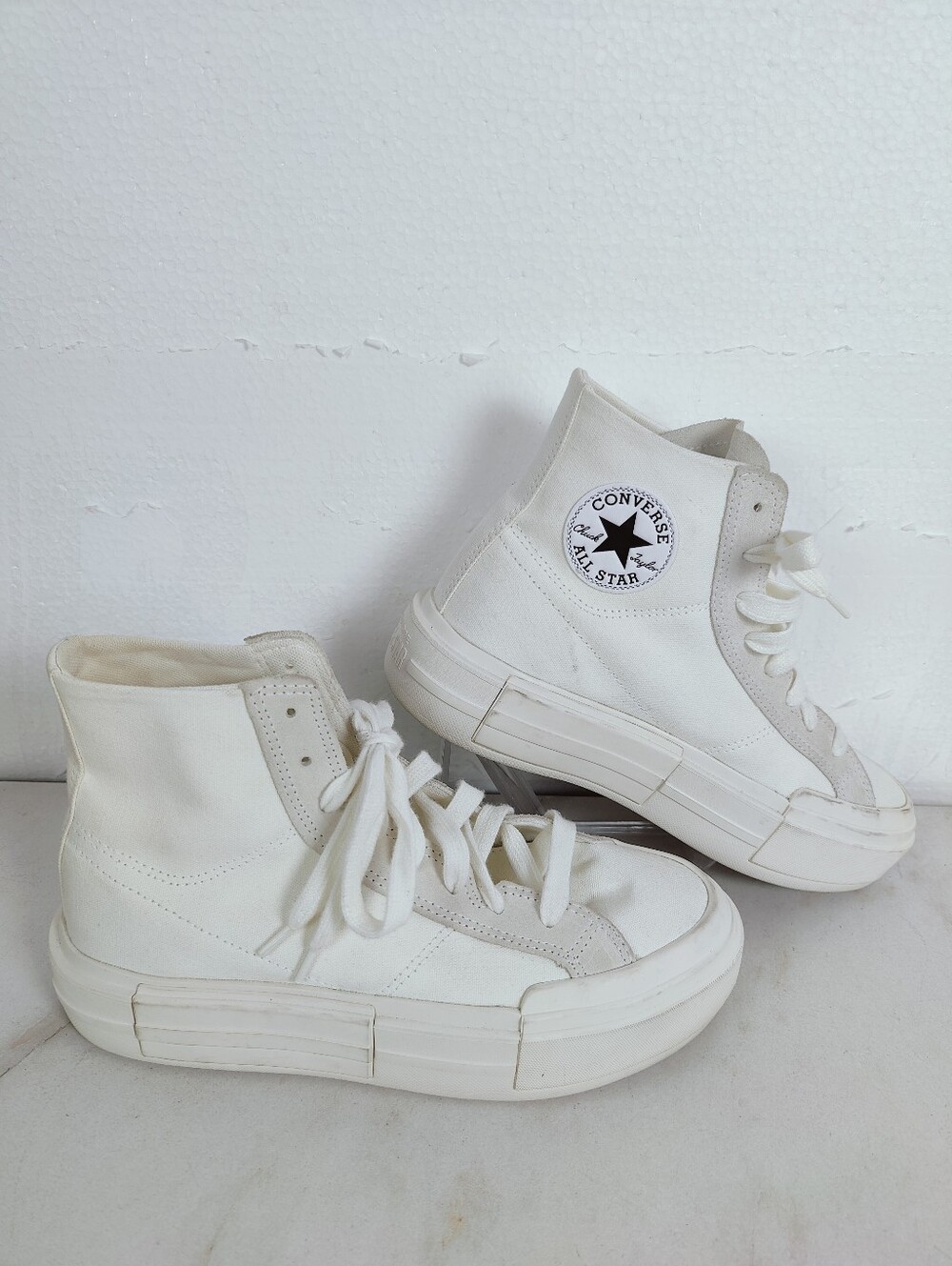 Converse CT All Star Cruise Hi Triple White Platform Sneakers, 8(M) 9.5(W)
